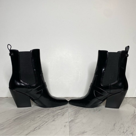 Sam Edelman Suzette Black Patent Chelsea Heeled Bootie 9M - Picture 5 of 14